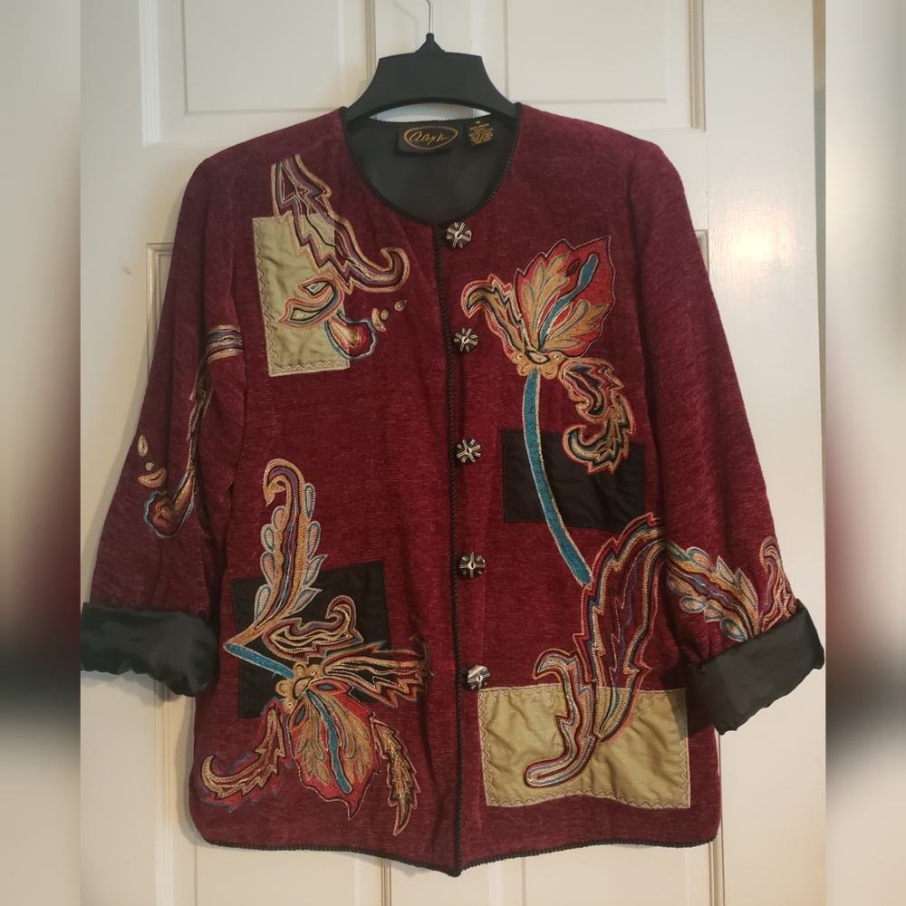 Vintage Alex Kim Embroidered Sweater/Jacket S